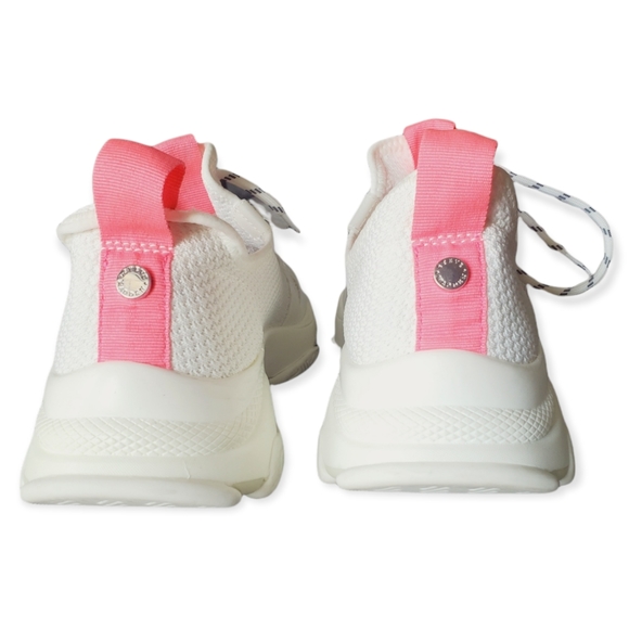 Steve Madden GAURI Dad Sneaker Off-White knit/Hot pink platforms athletic - Picture 5 of 15